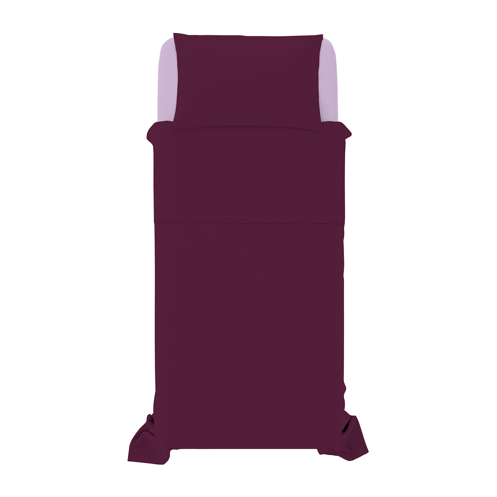 COMPLETO LETTO NATURAL COLOUR MADE IN ITALY COTONE-LILLA/PRUGNA SINGOLO