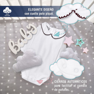 Body bebé manga larga cuello polo piqué