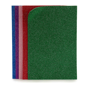 Set di 10 fogli di schiuma eva con glitter 45x65 cm.