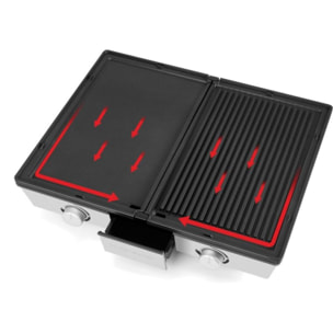 Plancha électrique RIVIERA ET BAR PRO QPL800 inox 2 brûleurs à poser, 48x38 cm