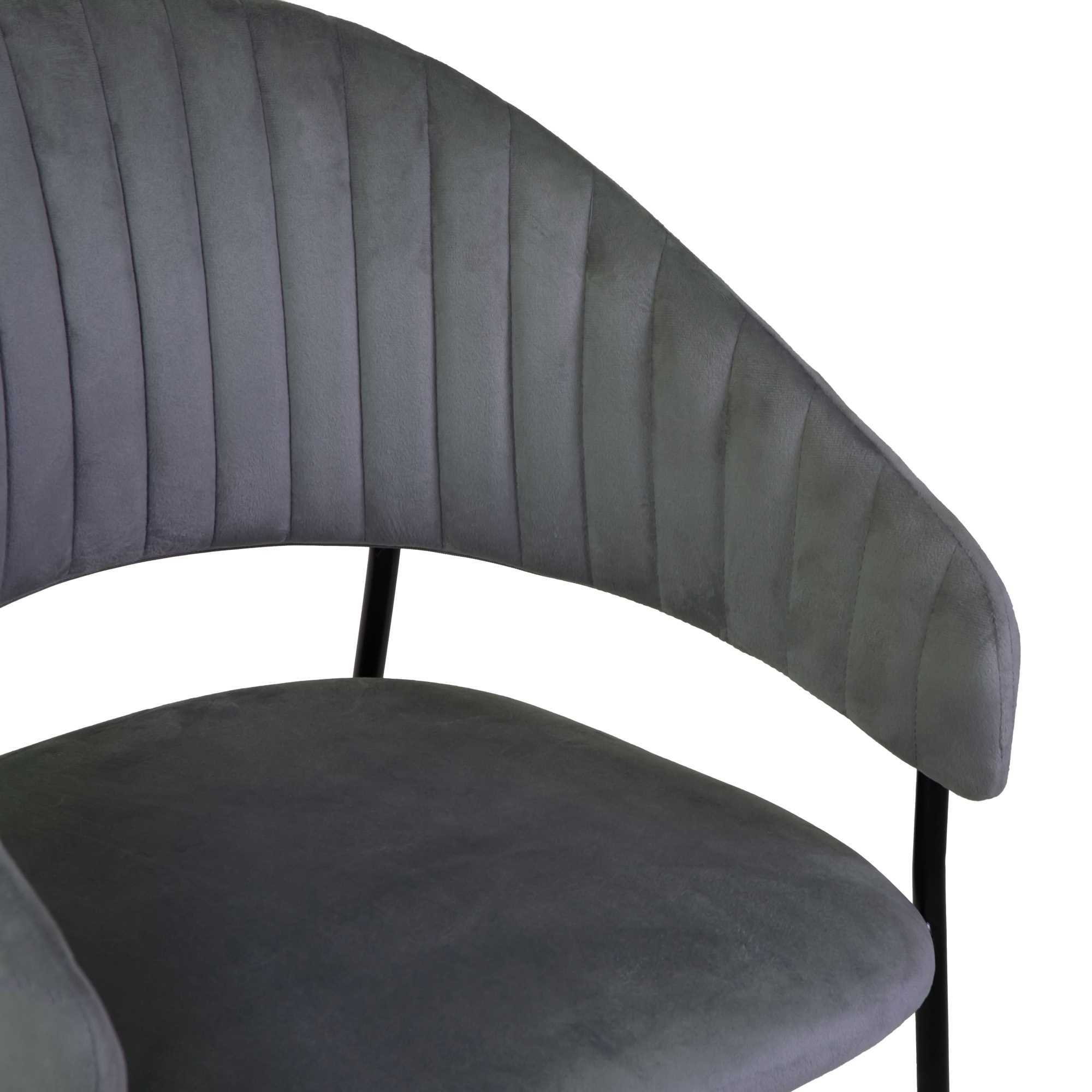 Poltrona Chloe Vacchetti in velluto grigio con struttura nera cm59x51h83,5