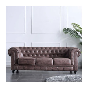 Sofá Chester 3 plazas tejido Marrón vintage