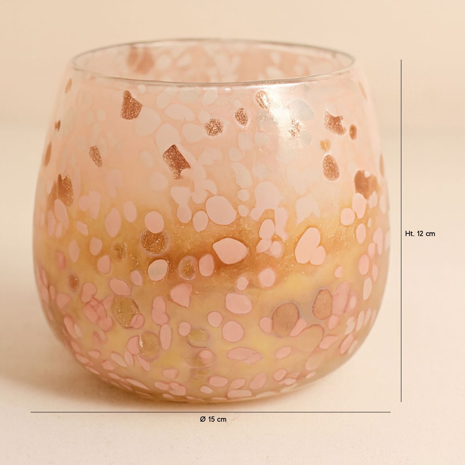 Pot rose poudré en verre soufflé h12cm COPPRA