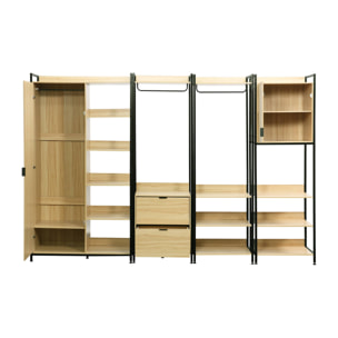 Kit dressing modulable noir avec 4 éléments. L 280 x P 48 x H 190 cm