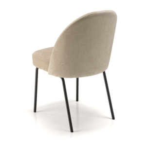 ULYSSE - Lot de 2 chaises tissu sable pieds acier noir