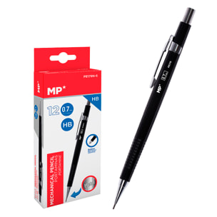 PACK 12 UNITA PORTAMINE METALLICO 0.7 mm NERO