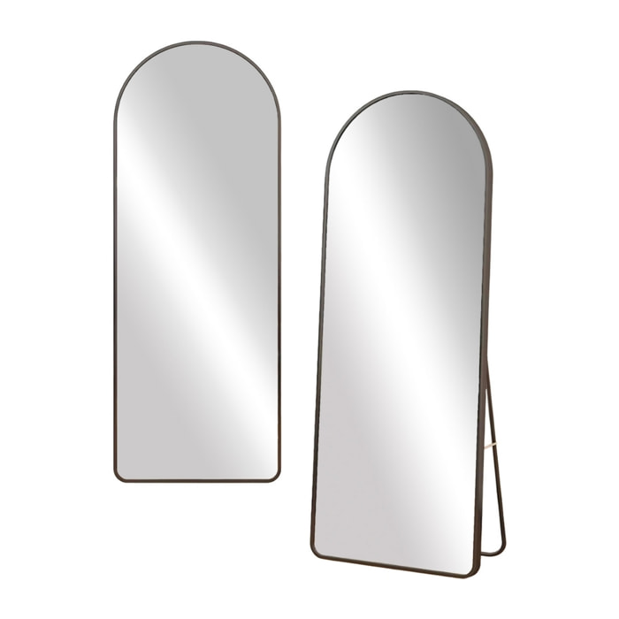 Specchio ad arco 50x160 cm da terra o parete con telaio nero - Roanne