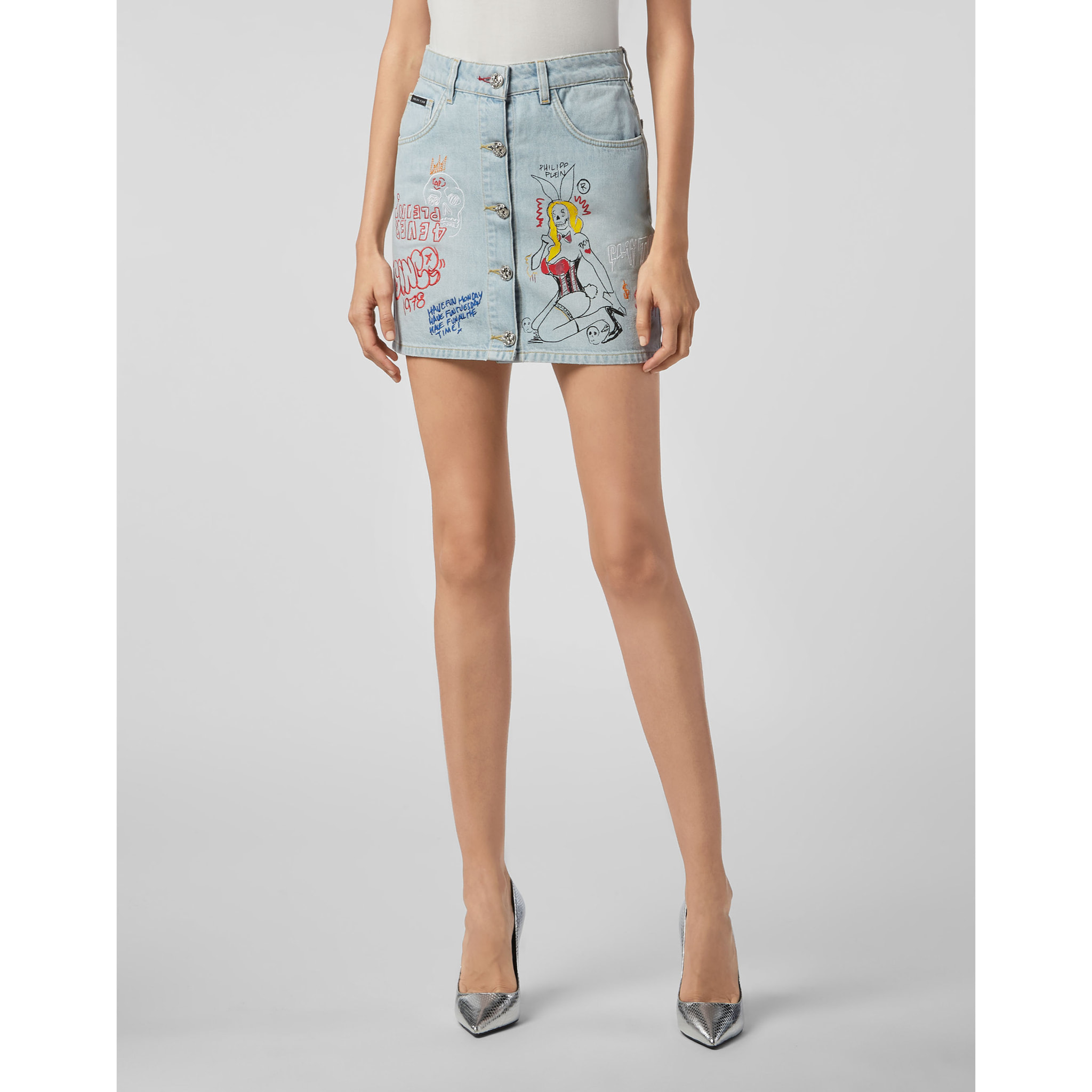 PHILIPP PLEIN Denim Skirt