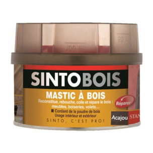 Mastic SINTOBOIS FIN + Tube durcisseur SINTO - Acajou - Boite 500 ml - 33871