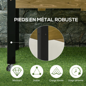 Jardinière sur pieds - potager sur roulettes - inserts d'irrigation, feutre de drainage inclus - bois sapin autoclave