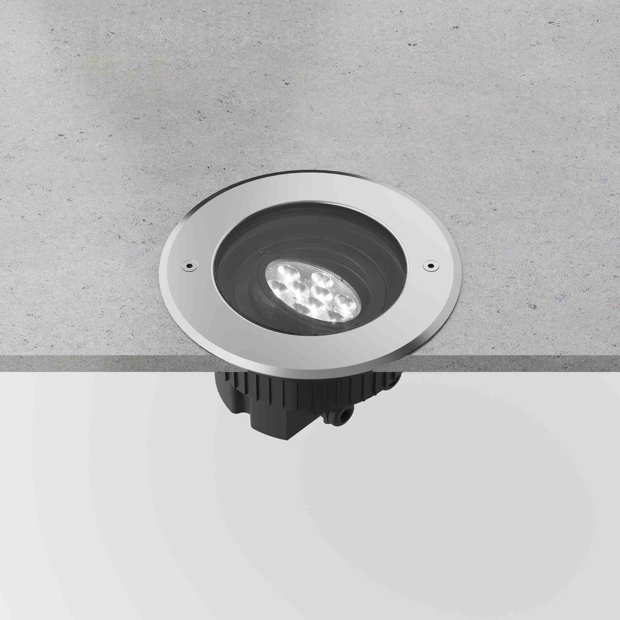 LEDS C4 Empotrable de suelo IP65-IP67 Gea Power LED Round ø180mm LED 22 Blanco cálido - 3000K ON-OFF Acero inoxidable AISI 316 1101lm