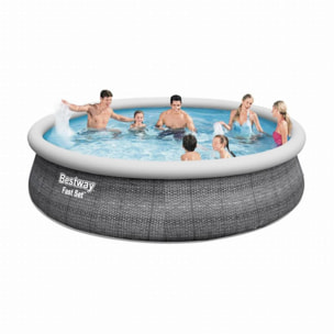 Piscine Fast Set ronde 457x107 cm motif rotin gris BESTWAY - 57372