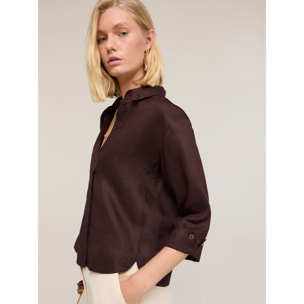 Motivi - Camisa boxy de lino - Burgundy