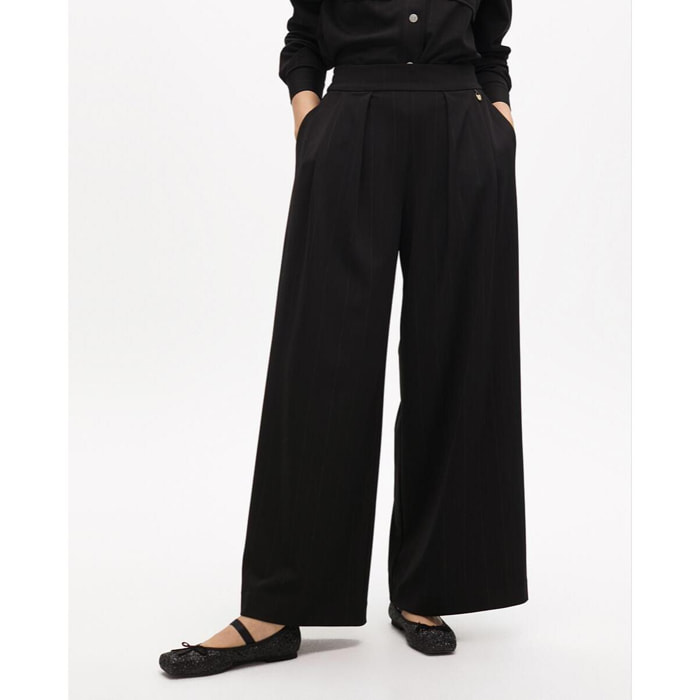 Pantaloni a Righe Diplomatiche Lamé a Pieghe