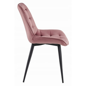 Set di 3 Sedie Bera in Velluto Rosa Antico e Metallo Nero