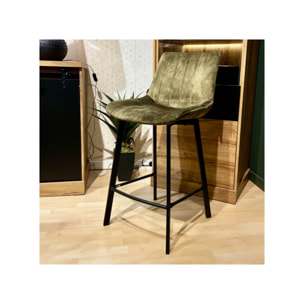 Tabouret de bar rembourré et capitonné en velours - EMMA 2