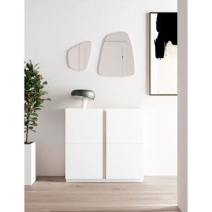 Zapatero Odda melamina blanco detalle roble claro 90x95x35 cm