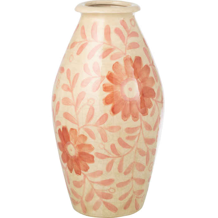 J-Line Vase Fleurs - grès - orange/blanc cassé - large