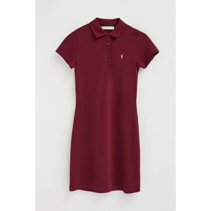 Vestito corto granata a maniche corte con colletto a polo e logo Rigby Go