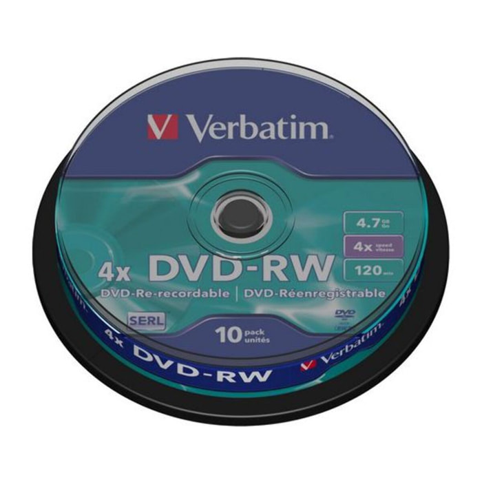 DVD vierge VERBATIM DVD-RW 4.7GB 10PK Spindle 4x