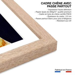 Affiche enfant chat roux  Affiche + cadre en bois - Chêne