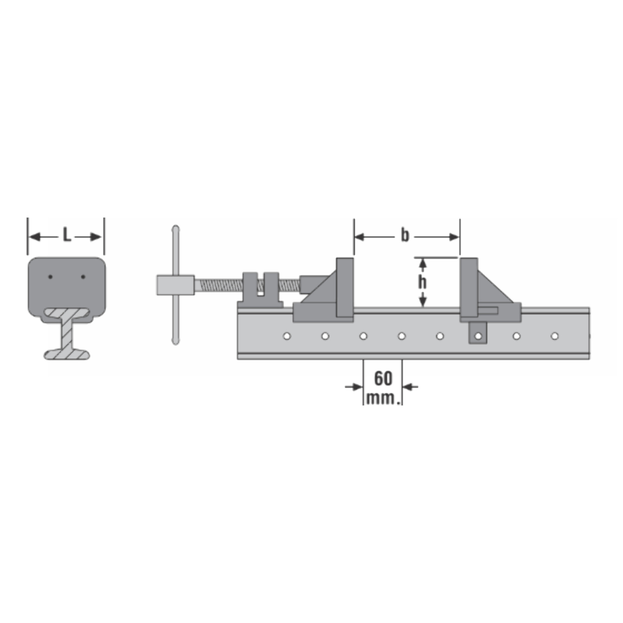 Serre joint dormant URKO - Profil en 'I' - 80x42mm - Serrage 2500mm - 871