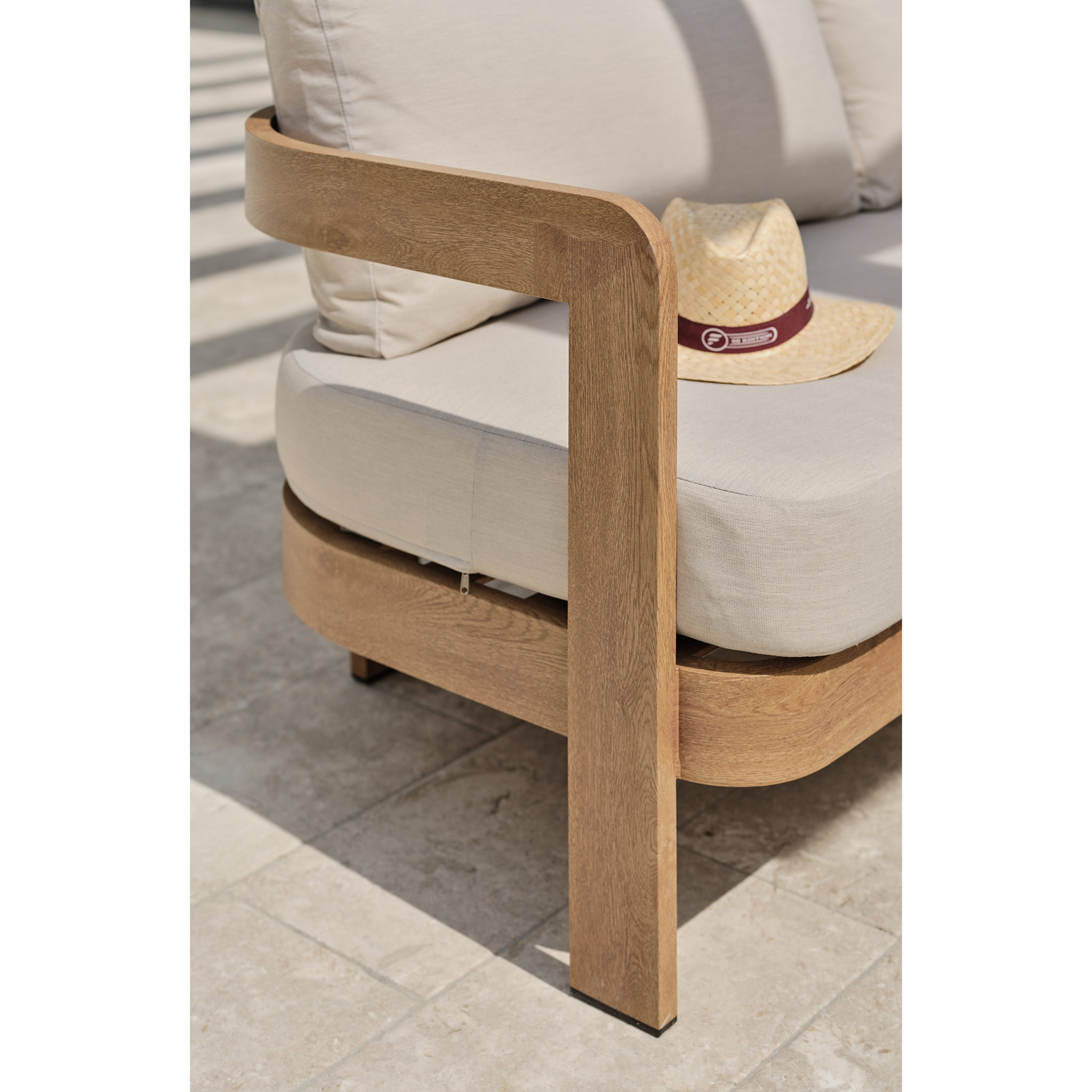 DAVAO - Salon bas de jardin 5 pl en aluminium imitation bois