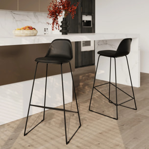 Lot de 2 chaises de bar noires 75 cm - Leni