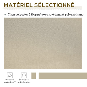 Toile de rechange store banne - lambrequin vagues douces - polyester haute densité 280 g/m² anti-UV dim. 2,82L x 2,4l (avancée) m beige