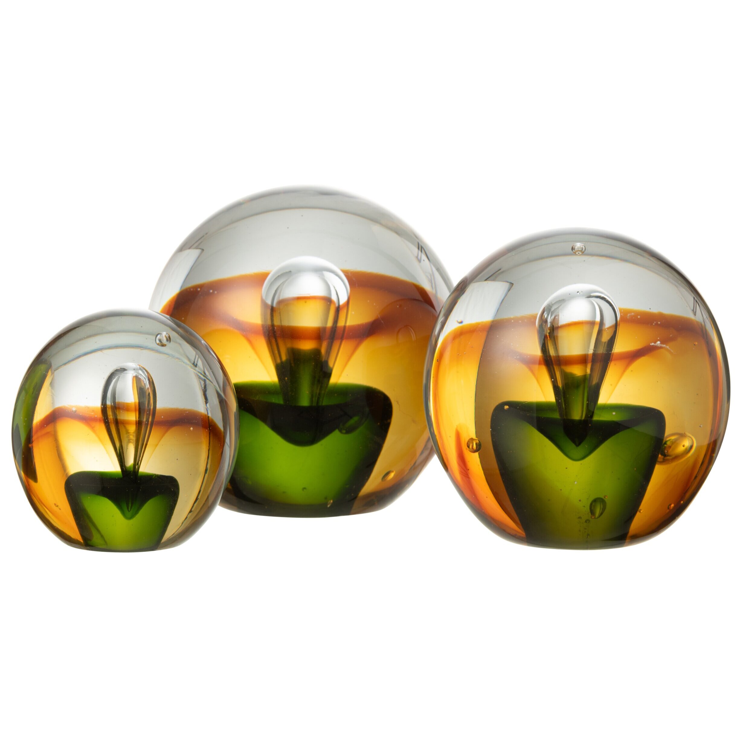 J-Line presse-papier Goutte - verre - ambre/vert - large