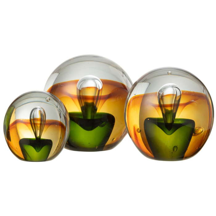J-Line presse-papier Goutte - verre - ambre/vert - large