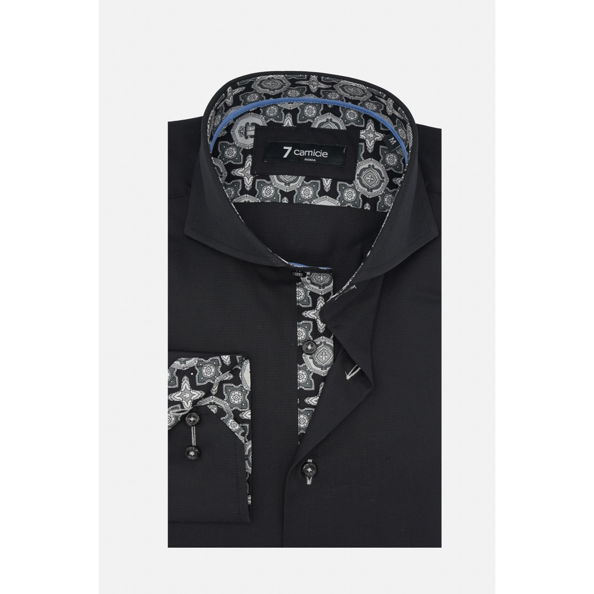 Camicia Uomo 1 Bottone Button Down Slim Armaturato Unito Nero