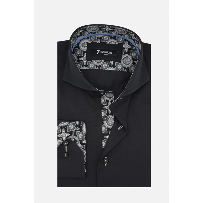 Camicia Uomo 1 Bottone Button Down Slim Armaturato Unito Nero