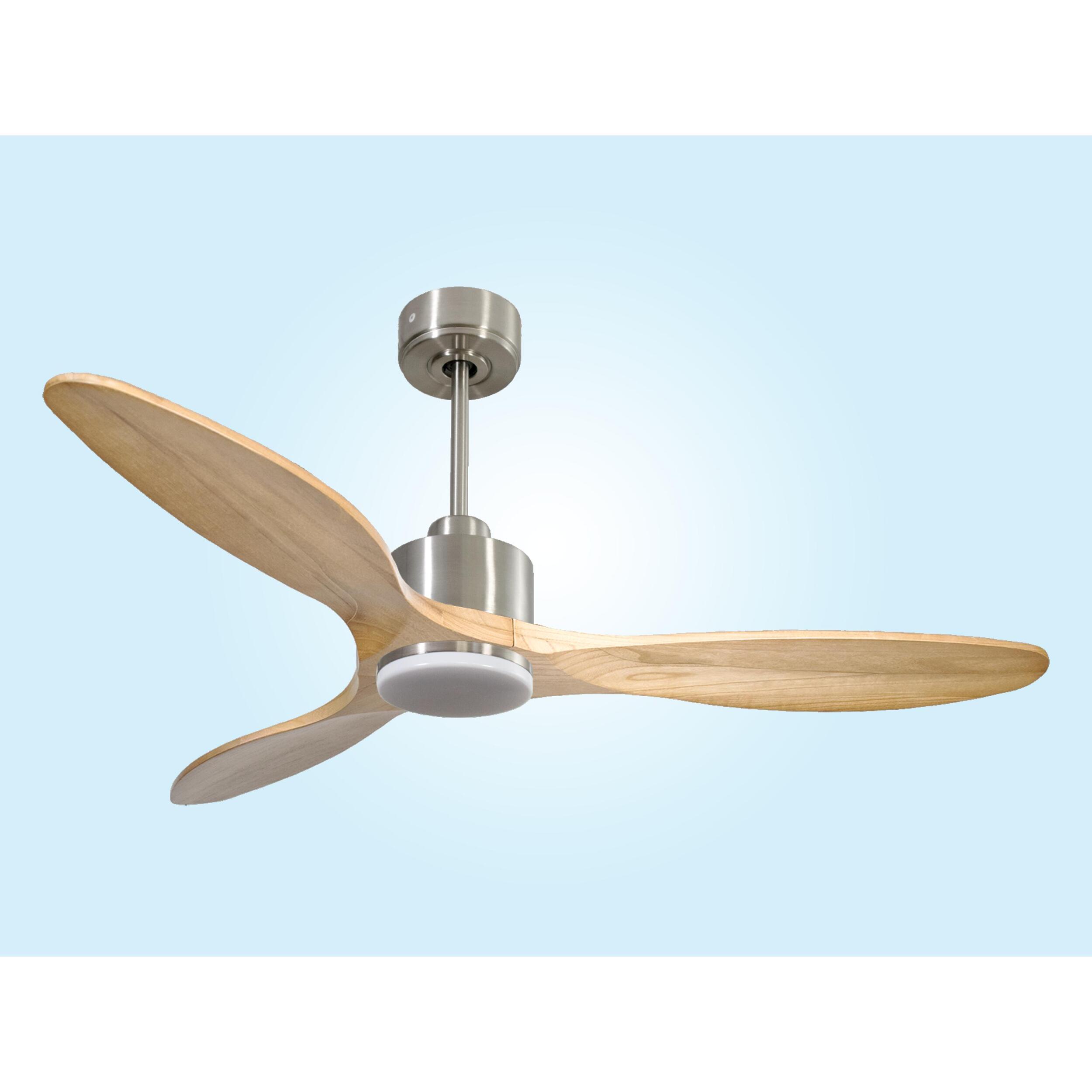 Ventilador de techo Reversible Termostato Dimable Wifi Motor DC Techos Inclinados Mando a Distancia Luz tres tonos Hypersilence Memoria SalamisD132C03LED65049 PURLINE