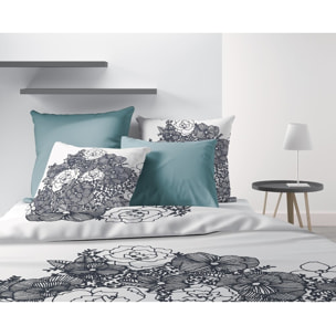 Parure De Couette 3pcs avec Taies oreiller 100% Coton Bio 47 Fils/cm2- Avec Amour