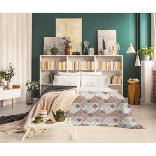 TRAPUNTINO LETTO SINGOLO GEOMETRICO NEUTRI MADE IN ITALY MEZZA STAGIONE