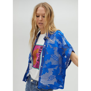 Camicia corta traforata guipure