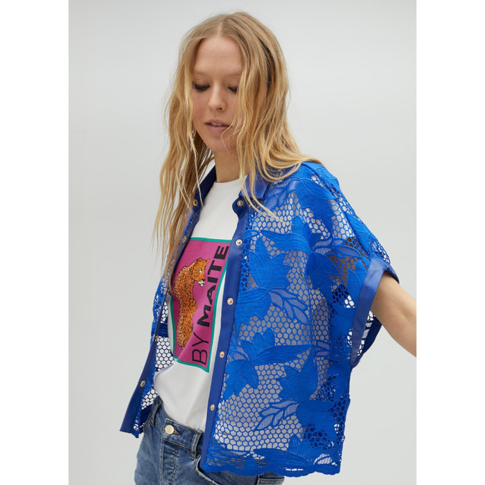 Camicia corta traforata guipure