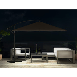Parasol Bulle LED déporté 3 x 3 m chocolat DAVAGNA