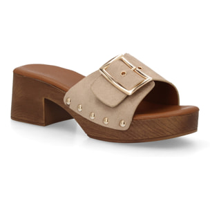 Sandalia tacon tipo zueco mujer