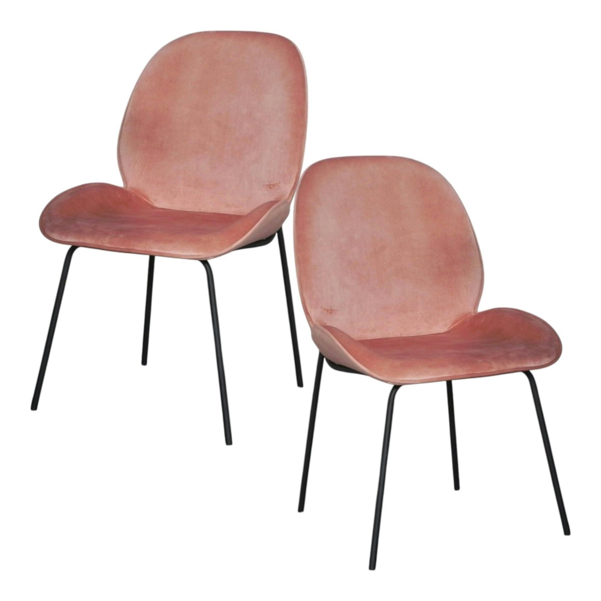 Lot de 2 chaises modernes velours rose FLORENCE