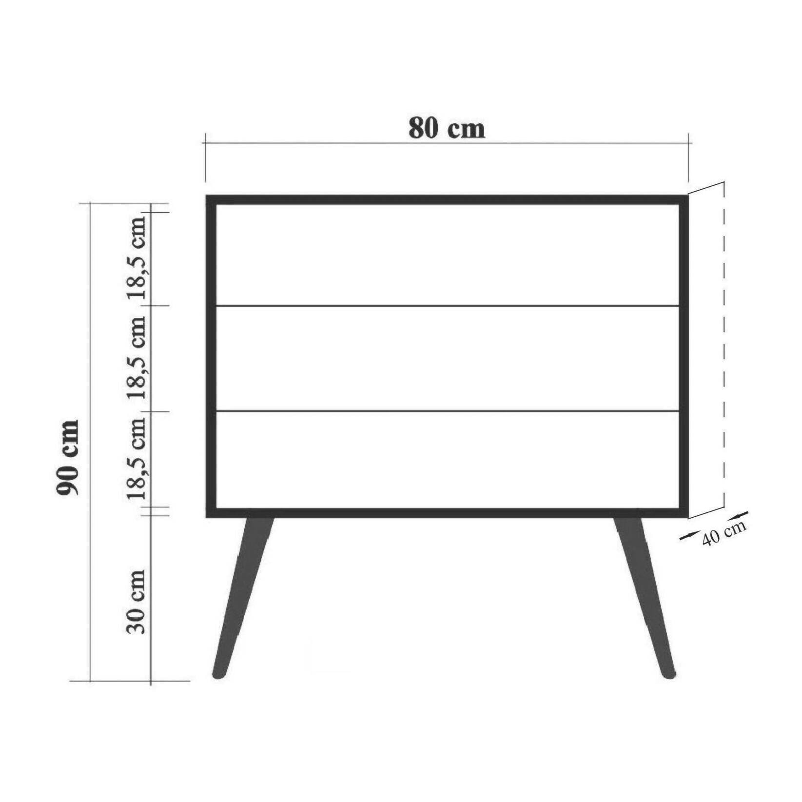 Cassettiera Dparigin, Settimino multiuso, Comò camera da letto, Mobile con cassetti, 80x40h90 cm, Quercia