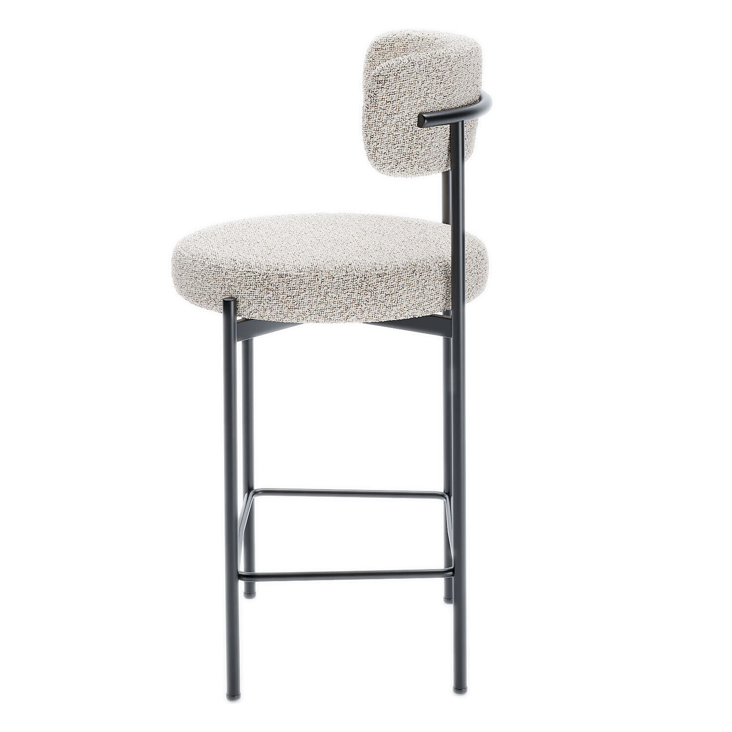 Lot de 2 tabourets de bar bouclette grise & blanche Agathe