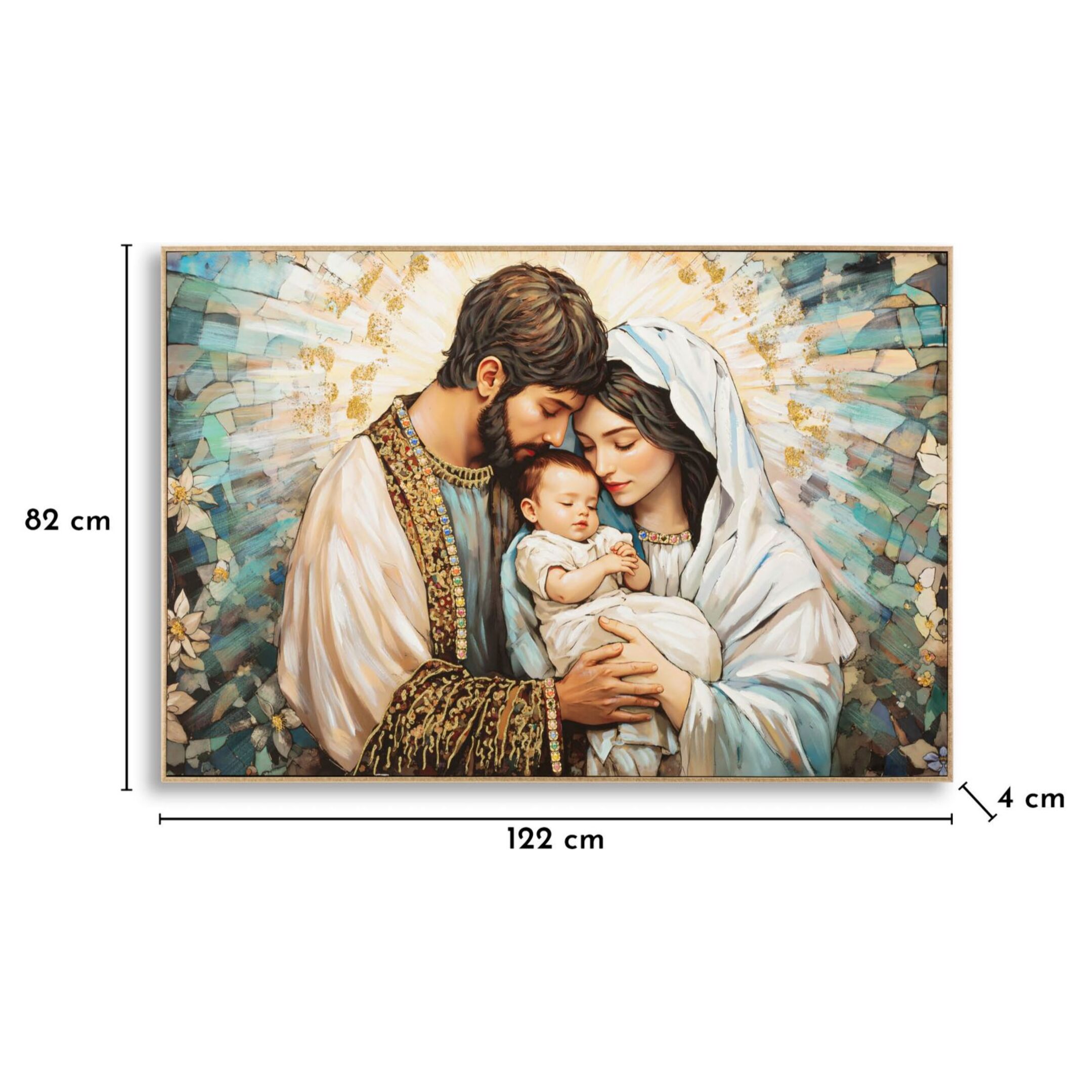 STAMPA DIPINTA SU TELA LACCATA NATIVITA' C/CORNICE CM 122X4X82