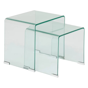 Lot de 2 tables gigognes "Lenia" transparent 51x47x30cm