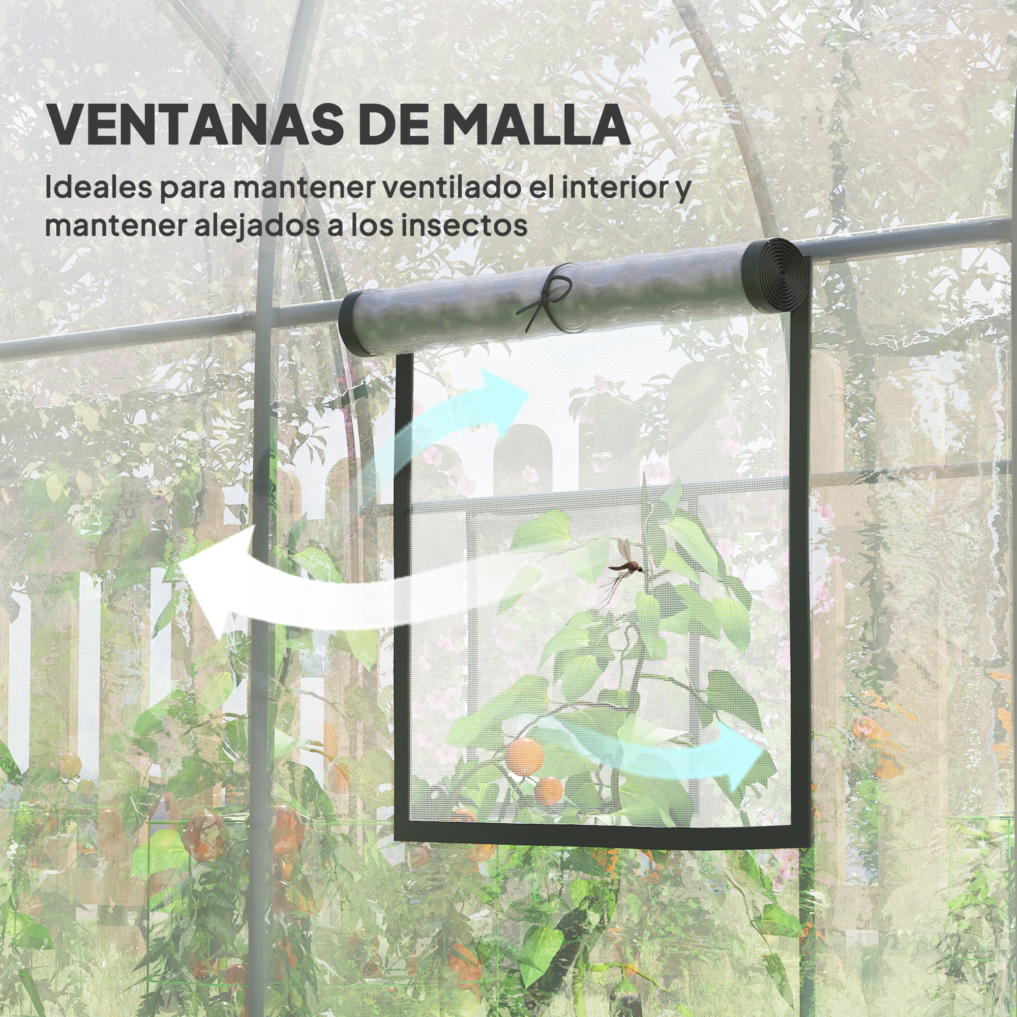 Invernadero de Exterior 3x2x2 m, Invernadero de Túnel con Puerta Enrollable, 2 Ventanas de Malla, Cubierta de Plástico y Marco de Acero, Anti-UV, para Cultivos, Plantas, Flores, Transparente