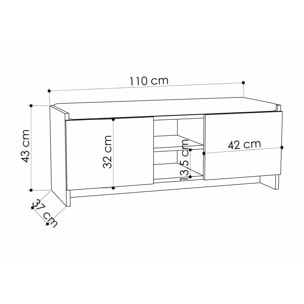 Scarpiera Dbarrec, Mobile portascarpe, Armadio da ingresso multiuso, Mobiletto per calzature, 110x37h43 cm, Bianco