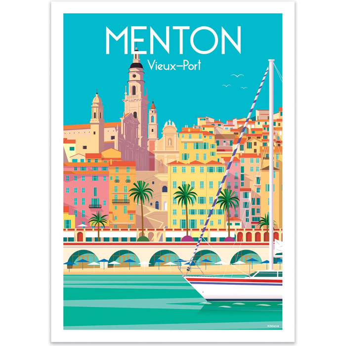 Affiche - Menton Vieux-Port - Raphael Delerue