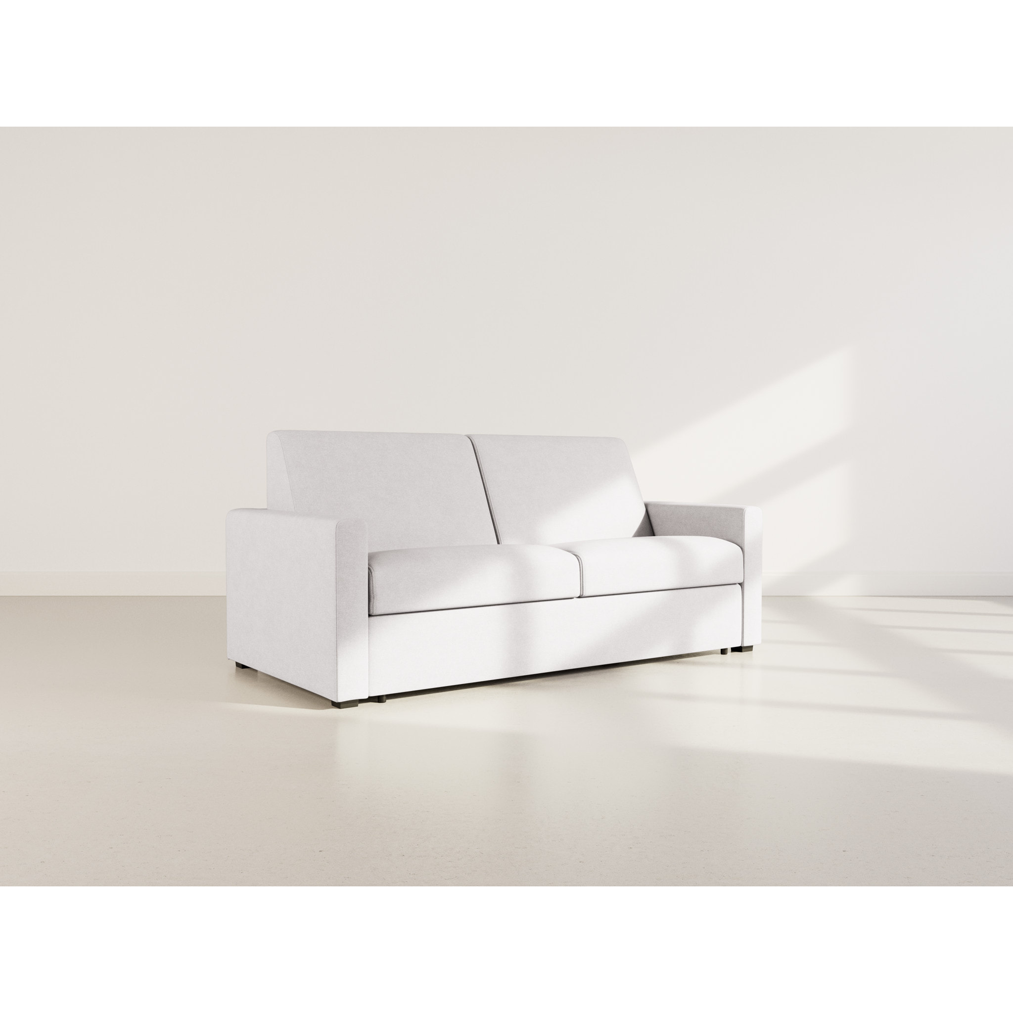 Julia - canapé 3 places convertible express couchage quotidien 140 cm matelas 18 cm en tissu - Gris clair