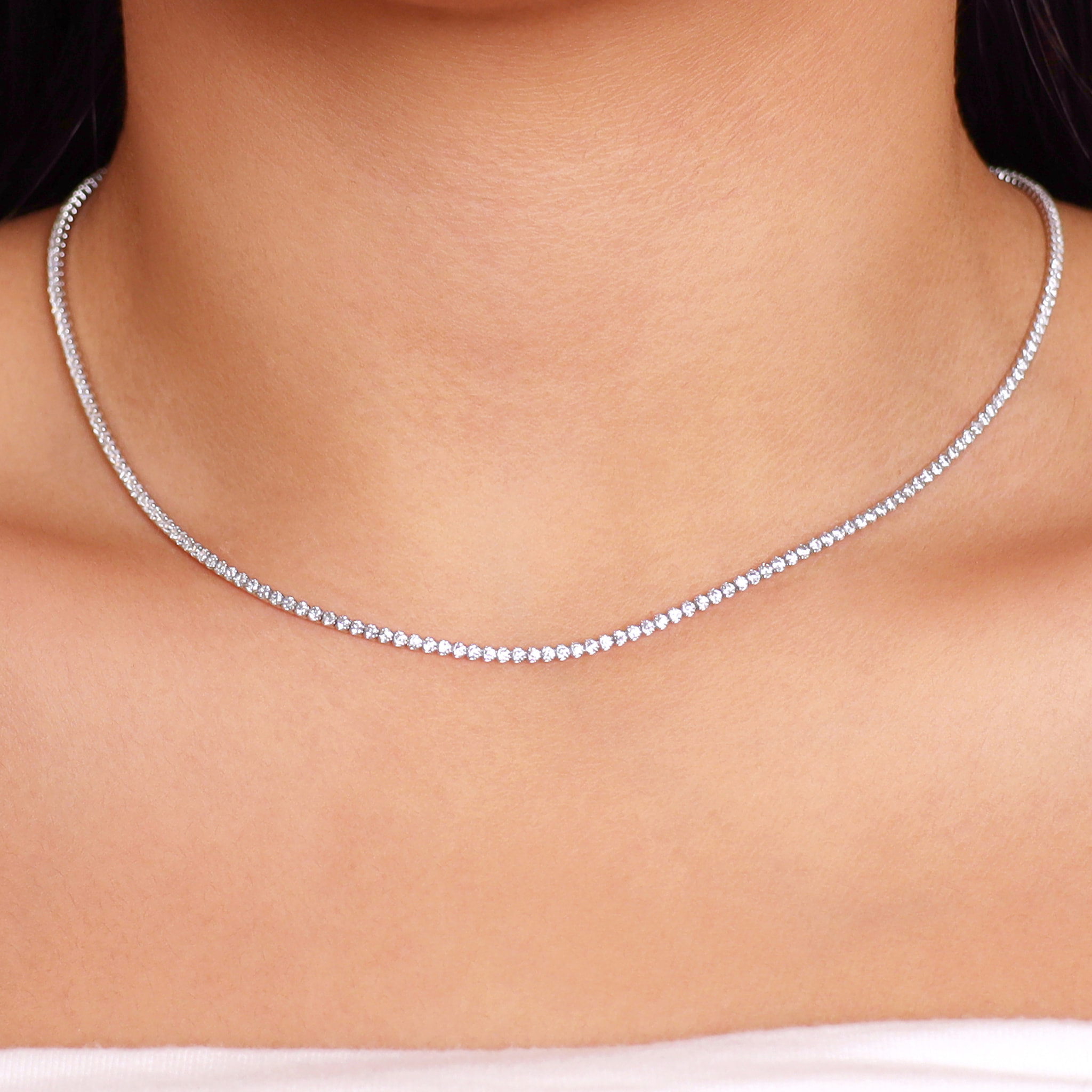 Collana Tennis con Cubic Zirconia Bianche 1.5mm